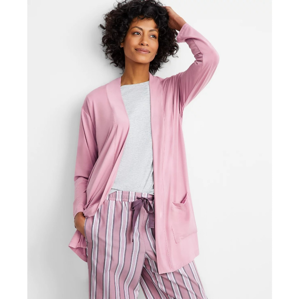 State of Day Women's Large Purple Knit Open Front Pajama / Lounge Cardigan NWT